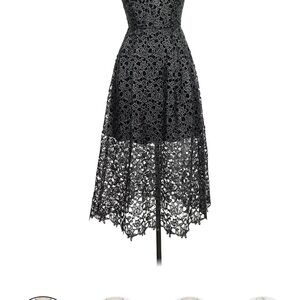 Astr Black Floral Lace Midi Dress